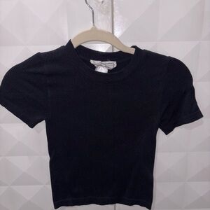 Black Ribbed Short Sleeve Top🖤